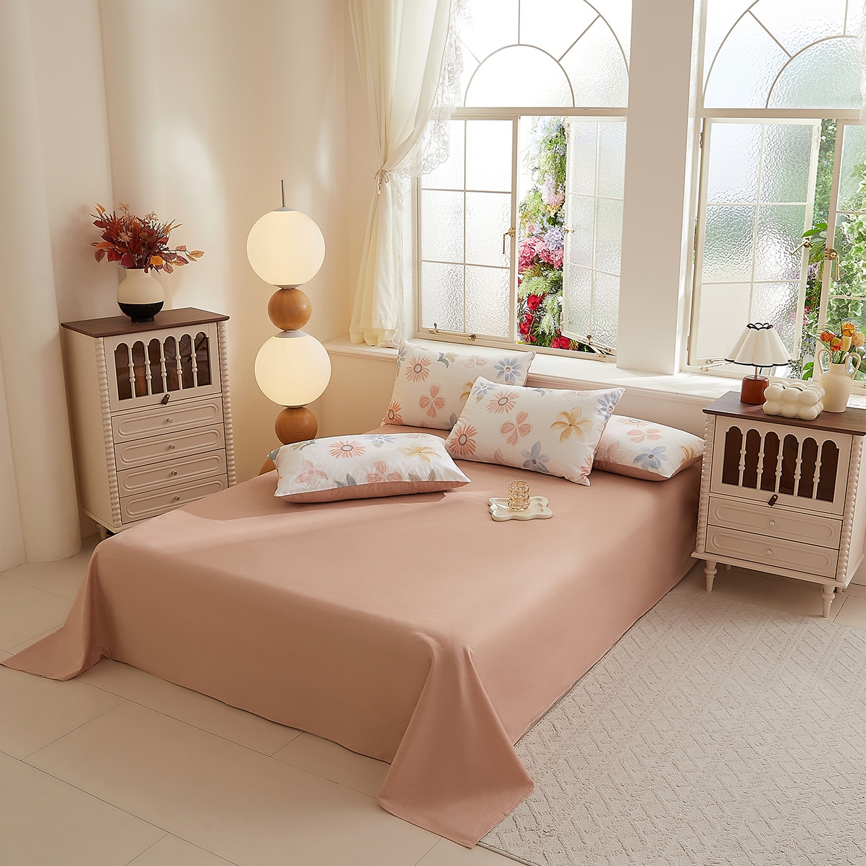 91家纺网 家纺一手货源 找家纺 DoDo 兜兜 2026新款全棉纯棉磨毛印花单床单 床单单件 B版松叶咖-晨花