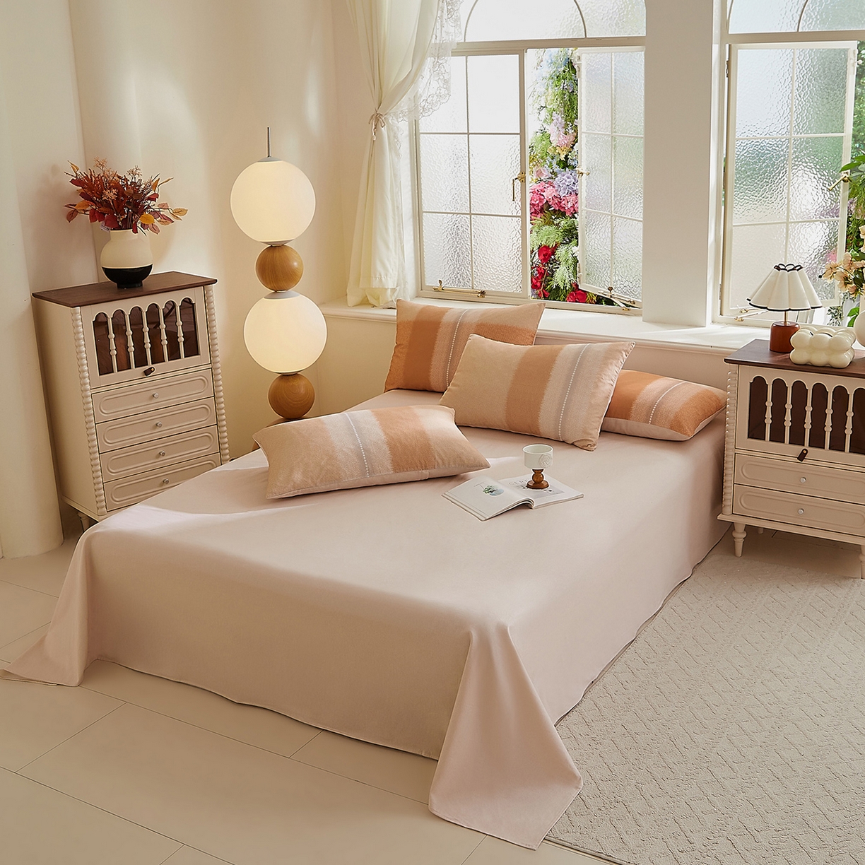 91家纺网 家纺一手货源 找家纺 DoDo 兜兜 2026新款全棉纯棉磨毛印花单床单 床单单件 B版燕麦奶-简昔