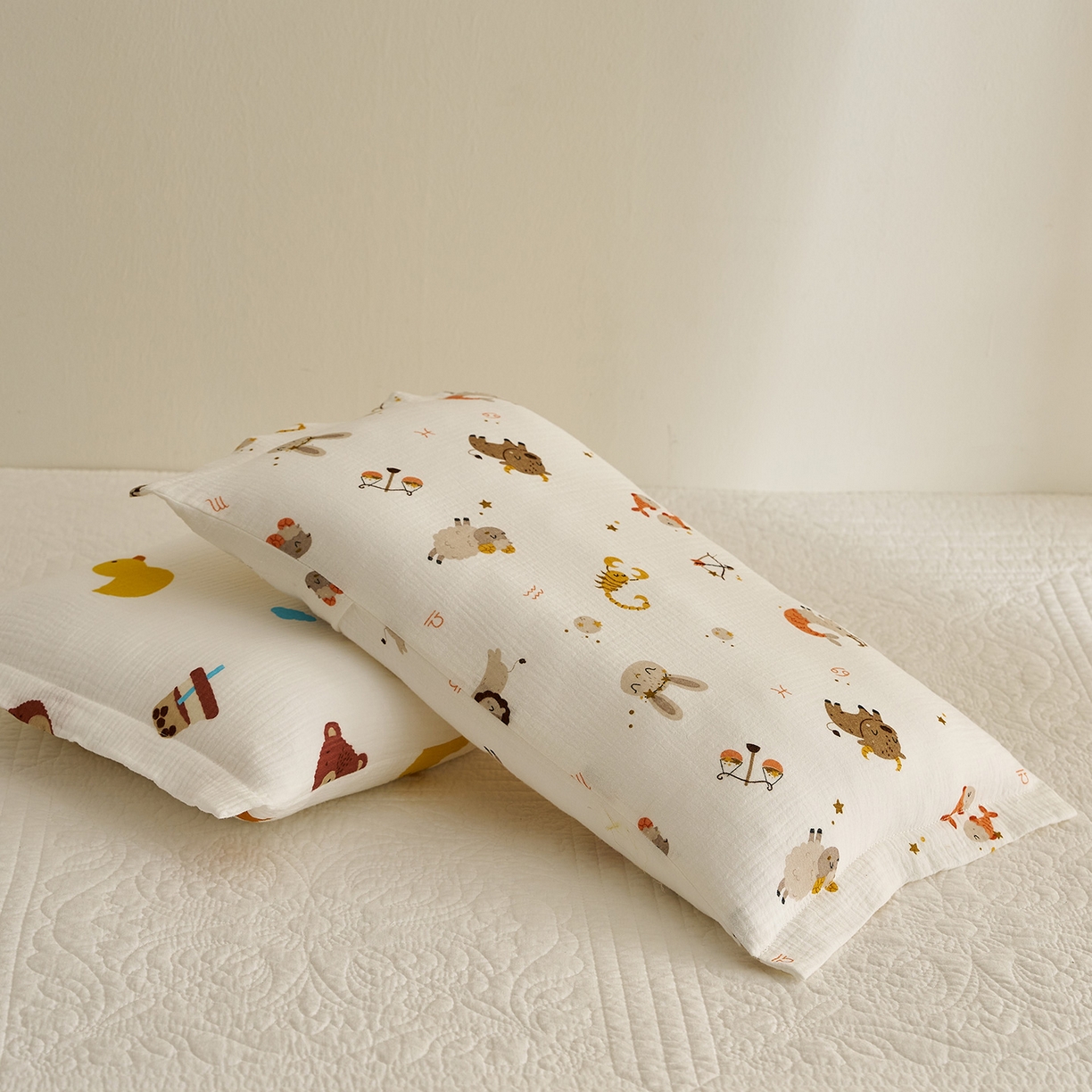 91家纺网 家纺一手货源 找家纺 乐可 2025新款全棉纯棉纱布儿童枕套单枕套 TB2宝宝星座