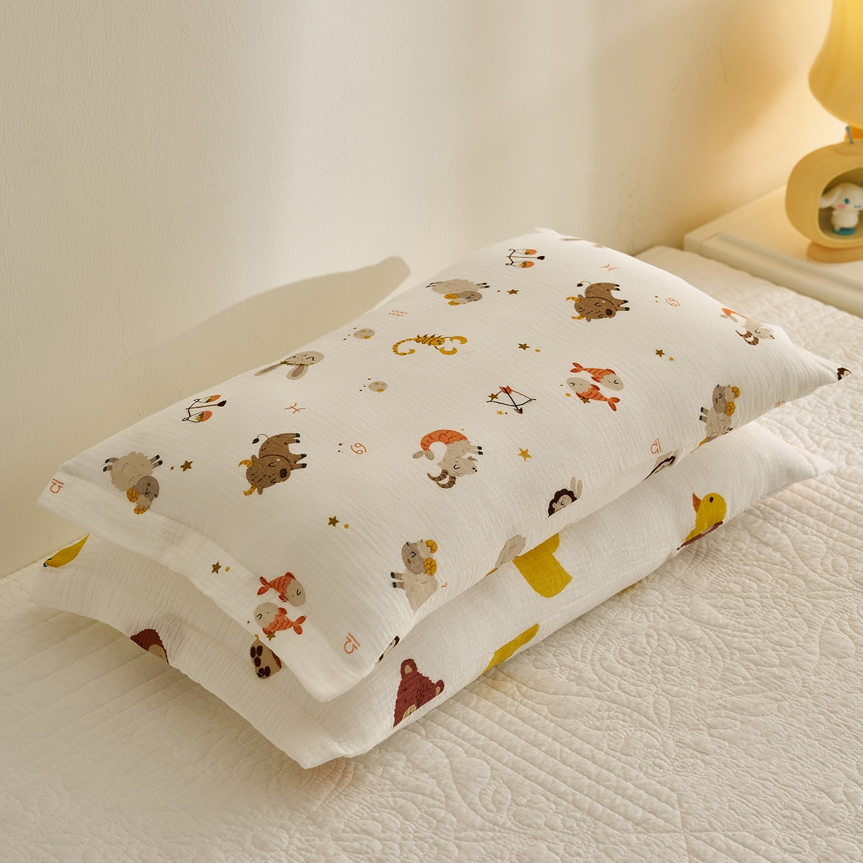 91家纺网 家纺一手货源 找家纺 乐可 2025新款全棉纯棉纱布儿童枕套单枕套 TB2宝宝星座