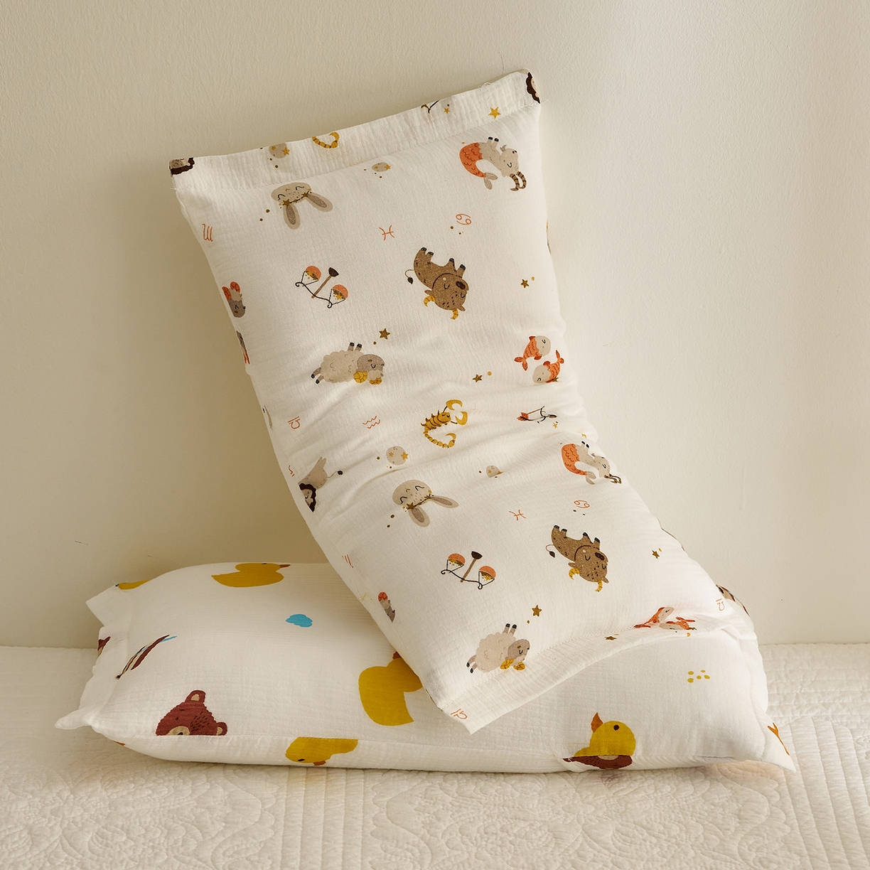 91家纺网 家纺一手货源 找家纺 乐可 2025新款全棉纯棉纱布儿童枕套单枕套 TB2宝宝星座