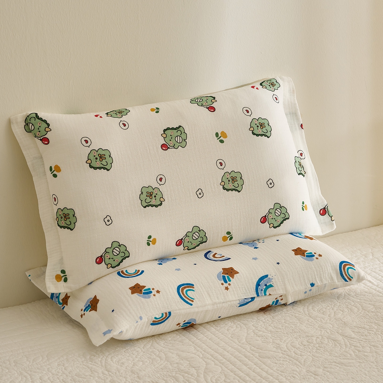 乐可 2025新款全棉纯棉纱布儿童枕套单枕套 TB2小奶龙白