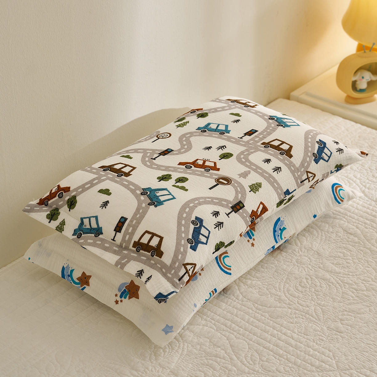 91家纺网 家纺一手货源 找家纺 乐可 2025新款全棉纯棉纱布儿童枕套单枕套 TB2飘移