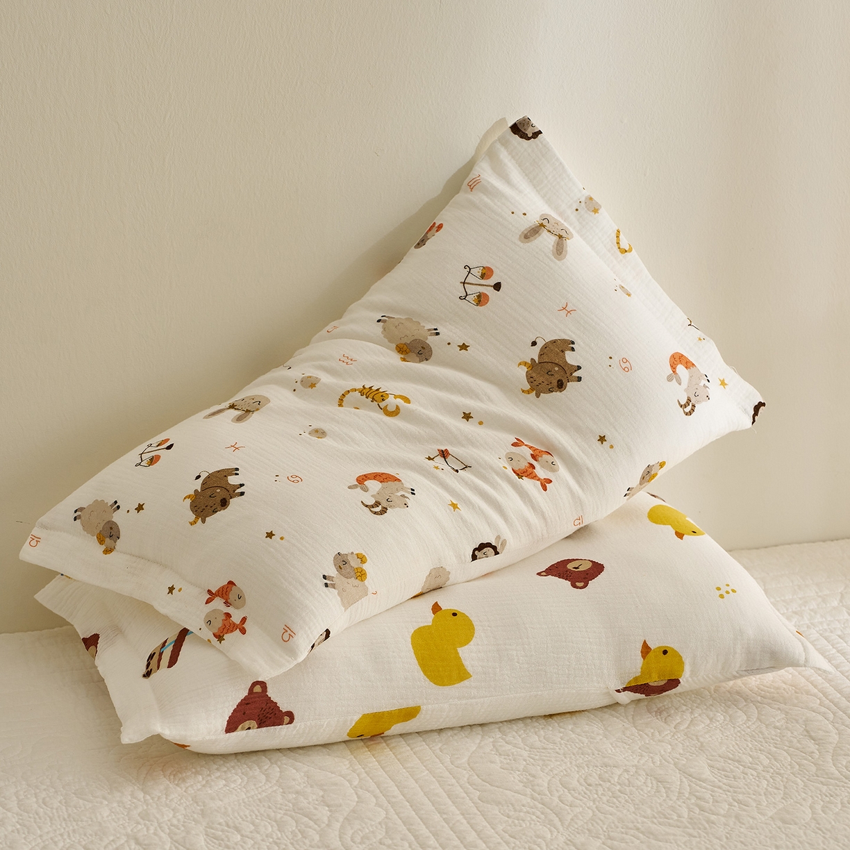 91家纺网 家纺一手货源 找家纺 乐可 2025新款全棉纯棉纱布儿童枕套单枕套 TB2宝宝星座