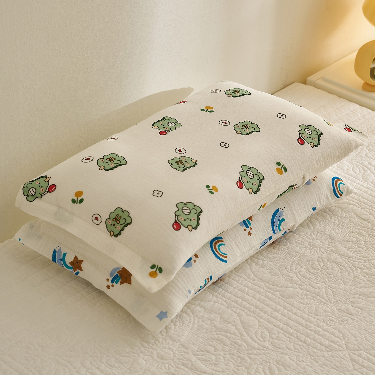 91家纺网 家纺一手货源 找家纺 乐可 2025新款全棉纯棉纱布儿童枕套单枕套 TB2小奶龙白