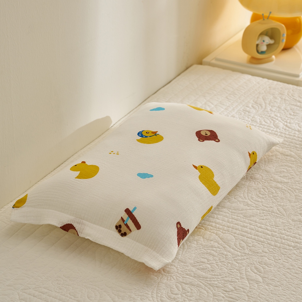 91家纺网 家纺一手货源 找家纺 乐可 2025新款全棉纯棉纱布儿童枕套单枕套 TB2小熊黄鸭