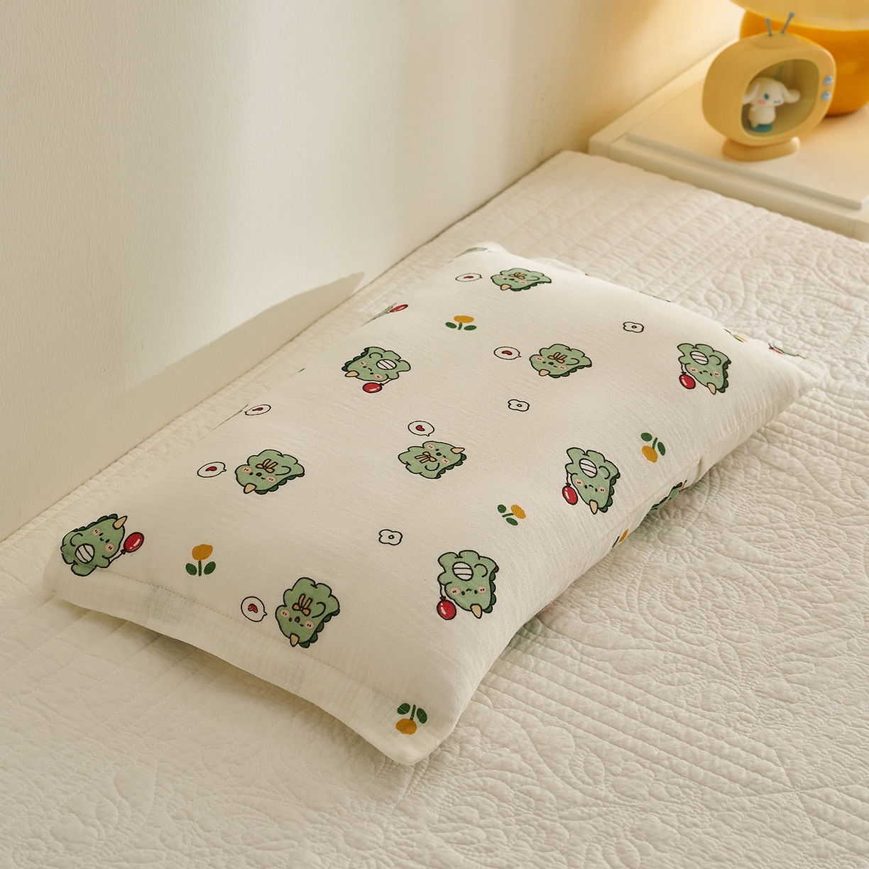 91家纺网 家纺一手货源 找家纺 乐可 2025新款全棉纯棉纱布儿童枕套单枕套 TB2小奶龙白