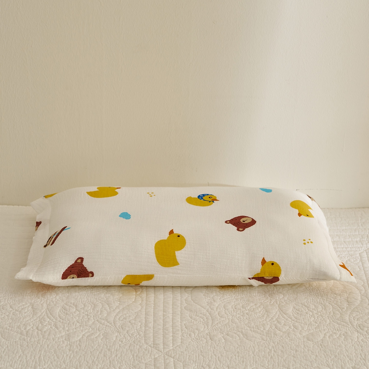 91家纺网 家纺一手货源 找家纺 乐可 2025新款全棉纯棉纱布儿童枕套单枕套 TB2小熊黄鸭