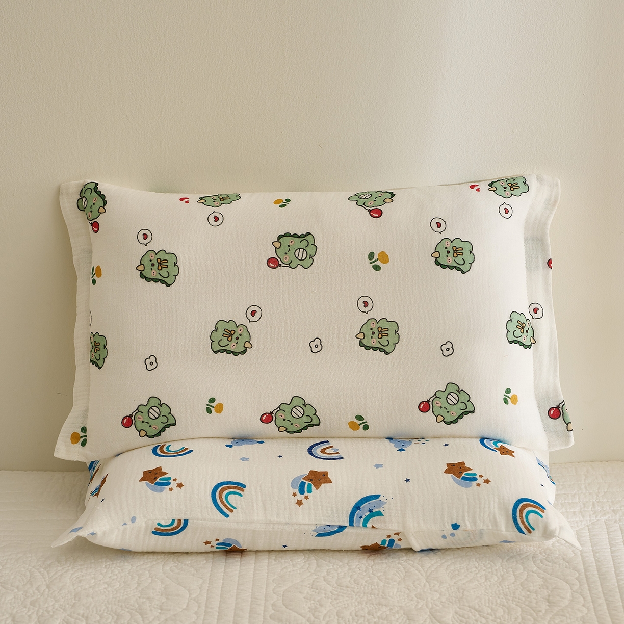 91家纺网 家纺一手货源 找家纺 乐可 2025新款全棉纯棉纱布儿童枕套单枕套 TB2小奶龙白