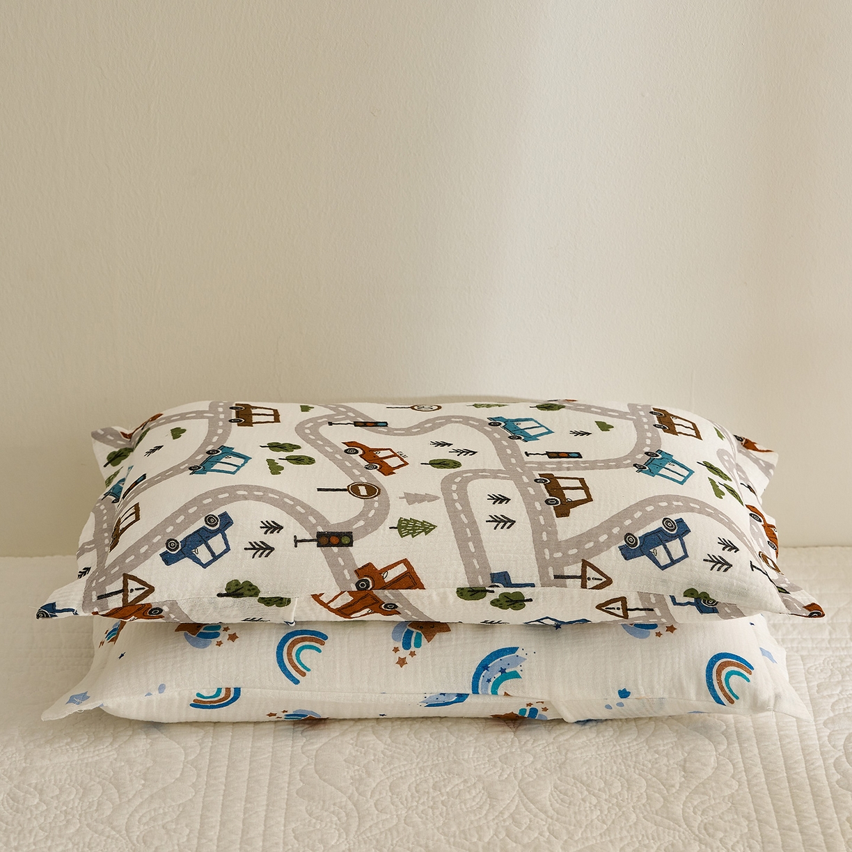 91家纺网 家纺一手货源 找家纺 乐可 2025新款全棉纯棉纱布儿童枕套单枕套 TB2飘移