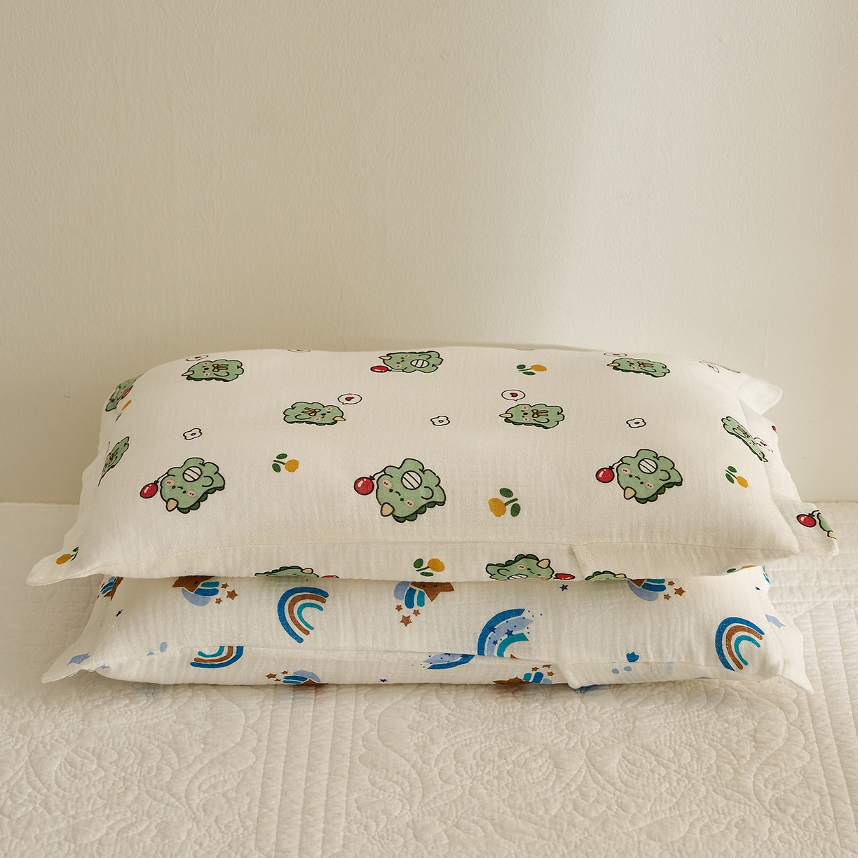 91家纺网 家纺一手货源 找家纺 乐可 2025新款全棉纯棉纱布儿童枕套单枕套 TB2小奶龙白