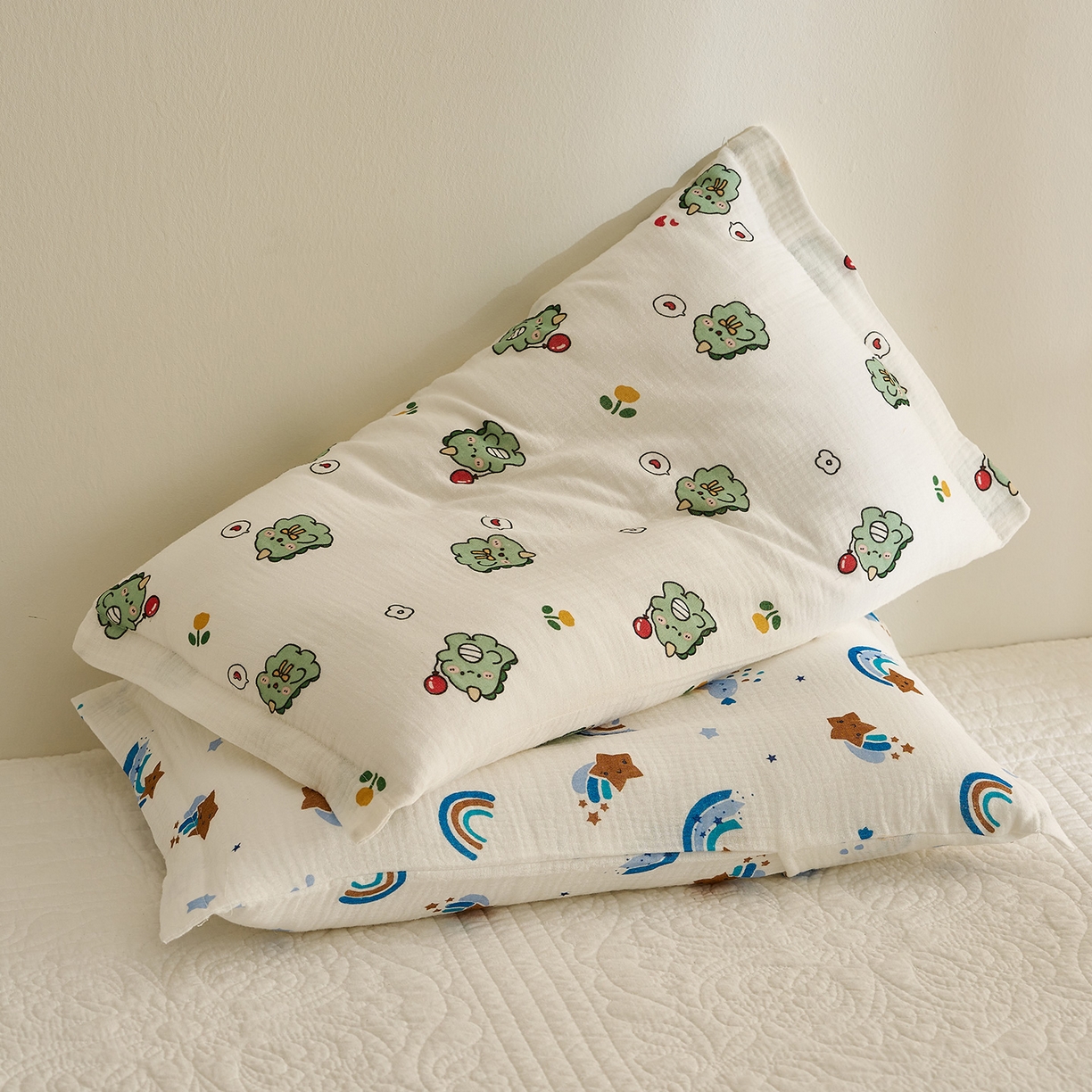 91家纺网 家纺一手货源 找家纺 乐可 2025新款全棉纯棉纱布儿童枕套单枕套 TB2小奶龙白