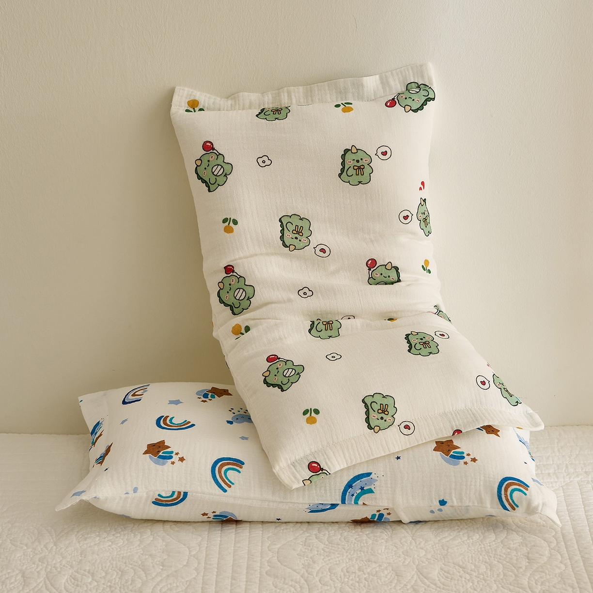 91家纺网 家纺一手货源 找家纺 乐可 2025新款全棉纯棉纱布儿童枕套单枕套 TB2小奶龙白