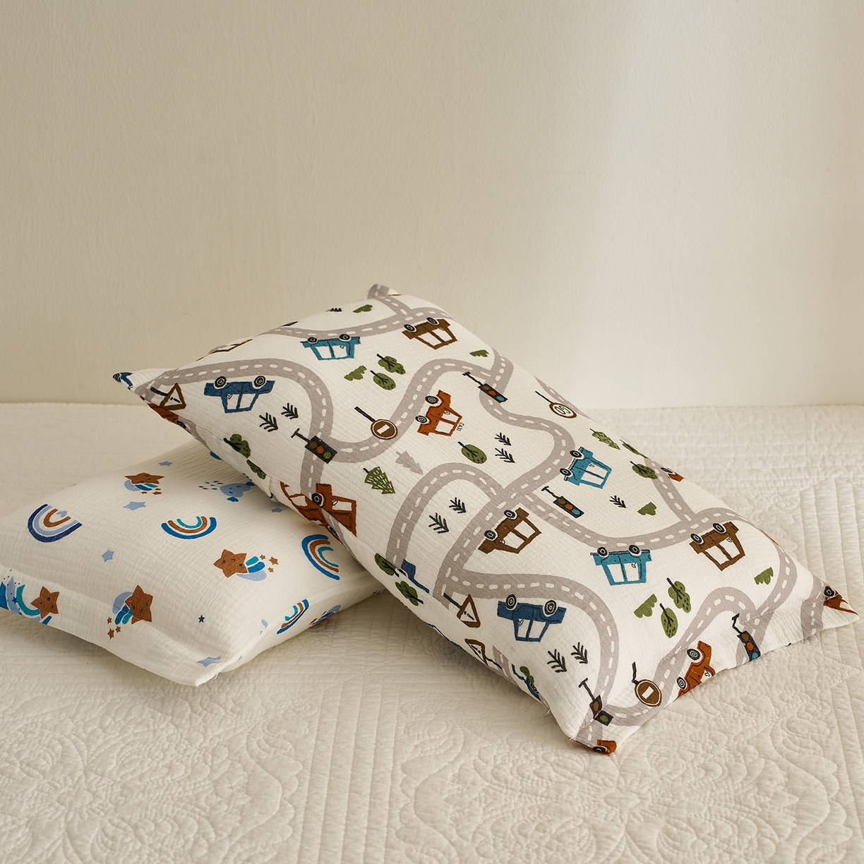 91家纺网 家纺一手货源 找家纺 乐可 2025新款全棉纯棉纱布儿童枕套单枕套 TB2飘移