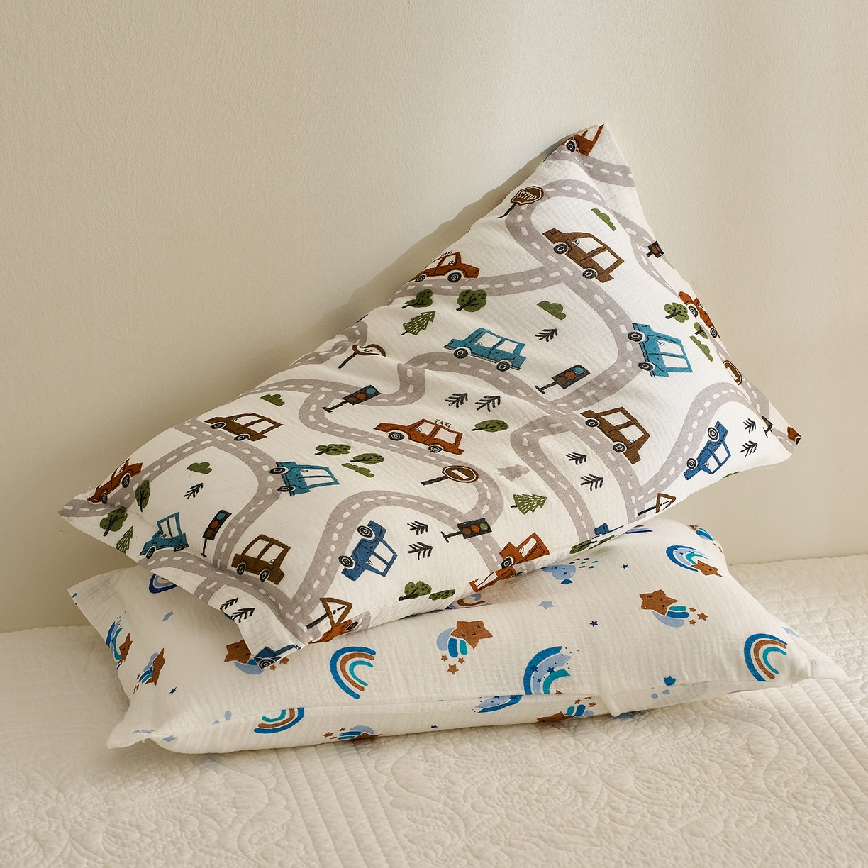 91家纺网 家纺一手货源 找家纺 乐可 2025新款全棉纯棉纱布儿童枕套单枕套 TB2飘移