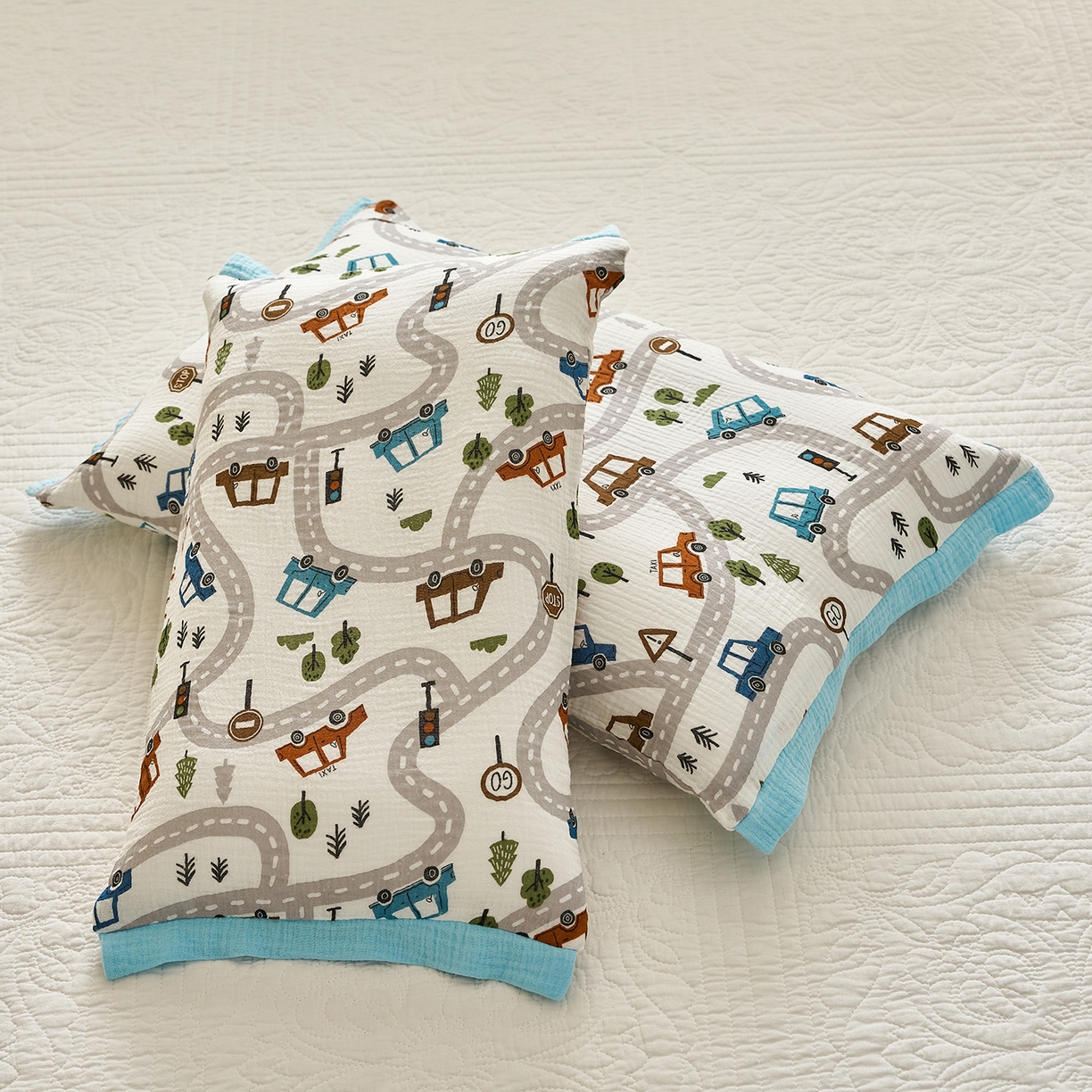 91家纺网 家纺一手货源 找家纺 （总）乐可 2025新款全棉纯棉纱布儿童拼色枕套单枕套枕头套