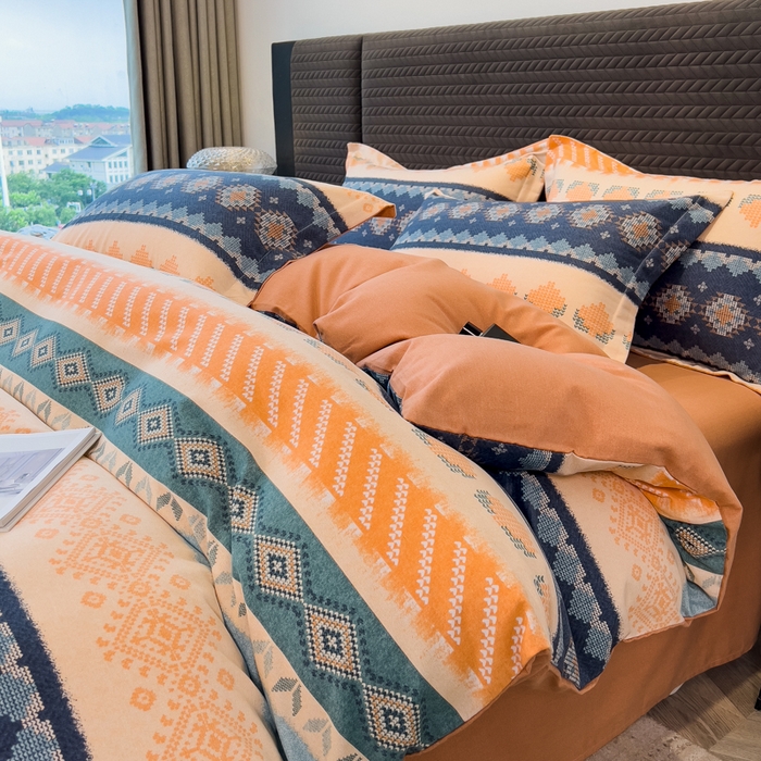 91家纺网 家纺一手货源 找家纺 （总）印季家纺 2025新款全棉纯棉生态印花加厚混纺磨毛四件套