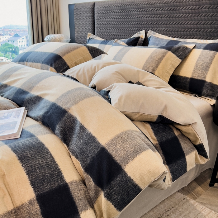 印季家纺 2025新款全棉纯棉生态印花加厚混纺磨毛四件套 古堡