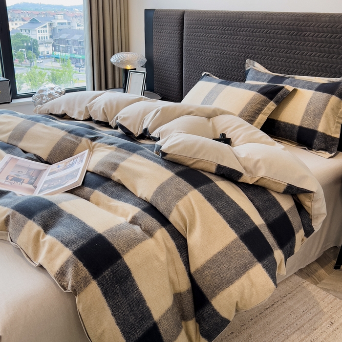 91家纺网 家纺一手货源 找家纺 印季家纺 2025新款全棉纯棉生态印花加厚混纺磨毛四件套 古堡