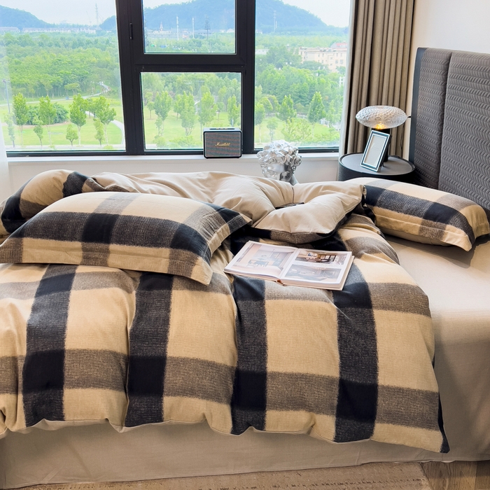 91家纺网 家纺一手货源 找家纺 印季家纺 2025新款全棉纯棉生态印花加厚混纺磨毛四件套 古堡