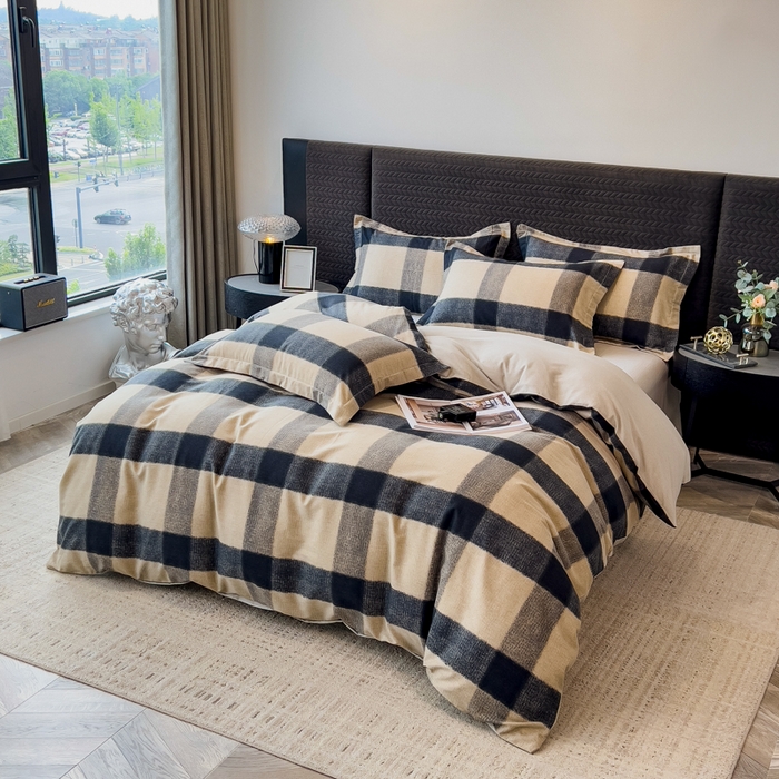 91家纺网 家纺一手货源 找家纺 印季家纺 2025新款全棉纯棉生态印花加厚混纺磨毛四件套 古堡