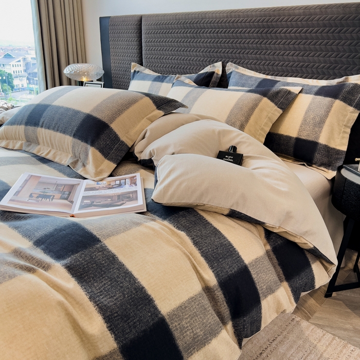 91家纺网 家纺一手货源 找家纺 印季家纺 2025新款全棉纯棉生态印花加厚混纺磨毛四件套 古堡