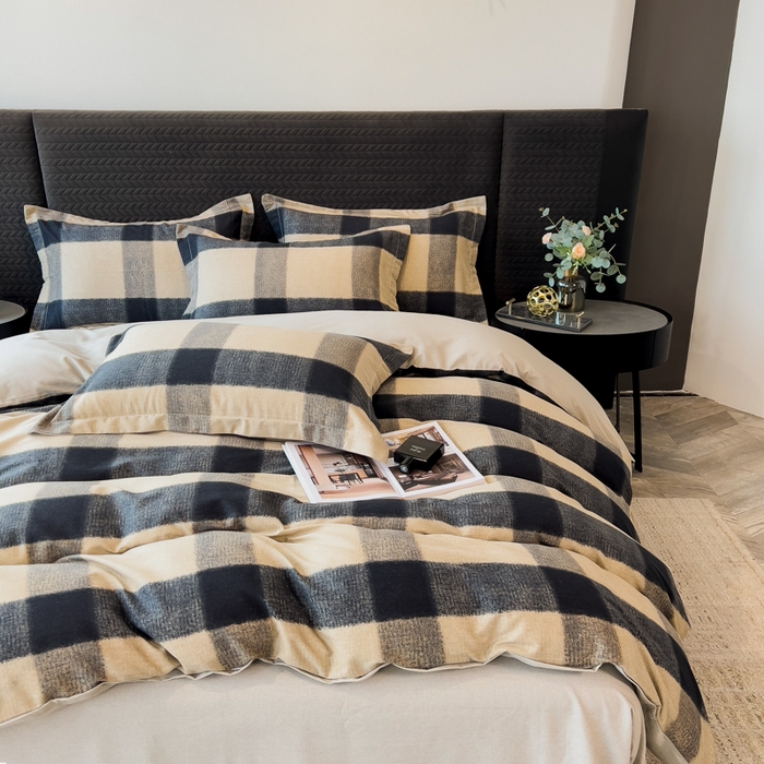 91家纺网 家纺一手货源 找家纺 印季家纺 2025新款全棉纯棉生态印花加厚混纺磨毛四件套 古堡