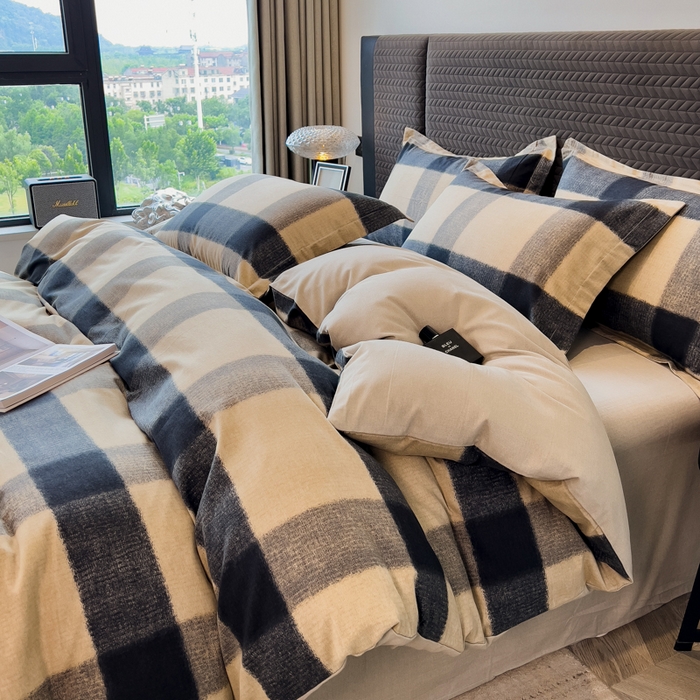 91家纺网 家纺一手货源 找家纺 印季家纺 2025新款全棉纯棉生态印花加厚混纺磨毛四件套 古堡