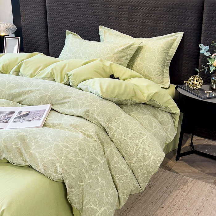 91家纺网 家纺一手货源 找家纺 印季家纺 2025新款全棉纯棉生态印花加厚混纺磨毛四件套 华尔兹-绿