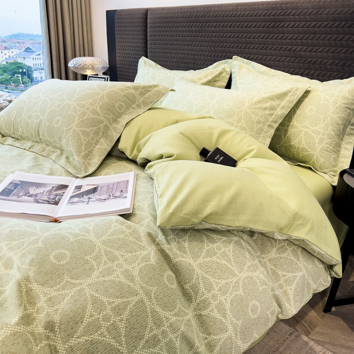 91家纺网 家纺一手货源 找家纺 印季家纺 2025新款全棉纯棉生态印花加厚混纺磨毛四件套 华尔兹-绿