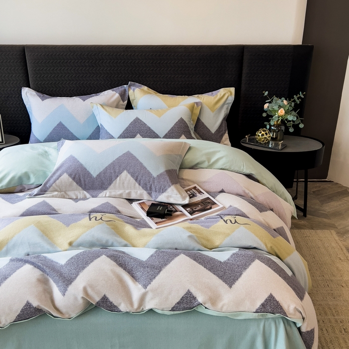 91家纺网 家纺一手货源 找家纺 印季家纺 2025新款全棉纯棉生态印花加厚混纺磨毛四件套 简约时代