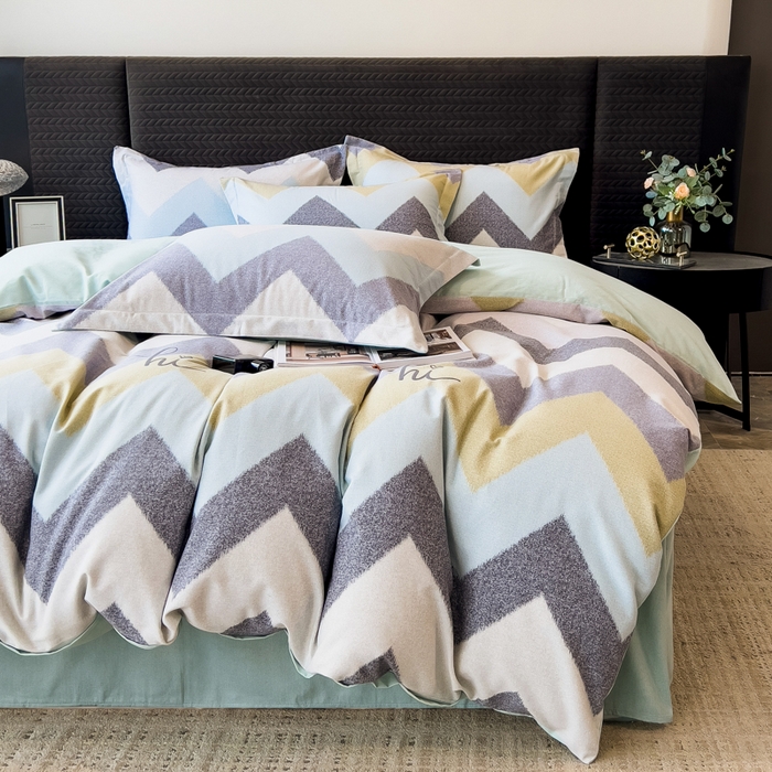 91家纺网 家纺一手货源 找家纺 印季家纺 2025新款全棉纯棉生态印花加厚混纺磨毛四件套 简约时代