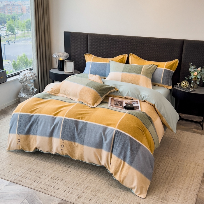 91家纺网 家纺一手货源 找家纺 印季家纺 2025新款全棉纯棉生态印花加厚混纺磨毛四件套 精致生活