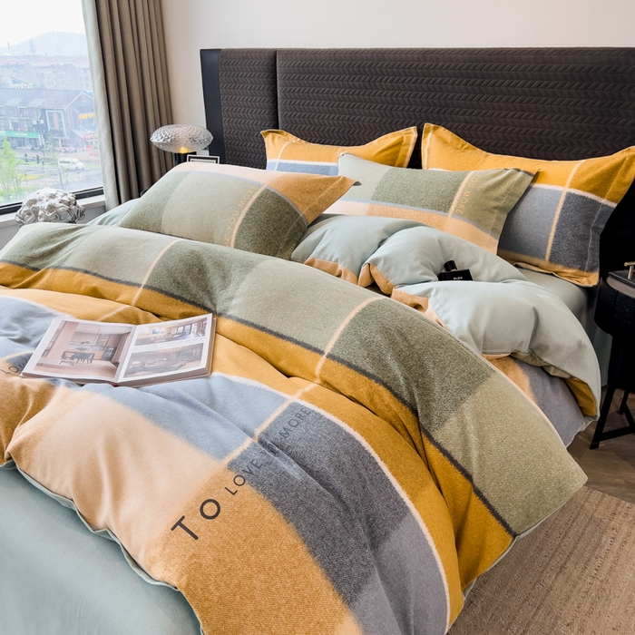 91家纺网 家纺一手货源 找家纺 印季家纺 2025新款全棉纯棉生态印花加厚混纺磨毛四件套 精致生活