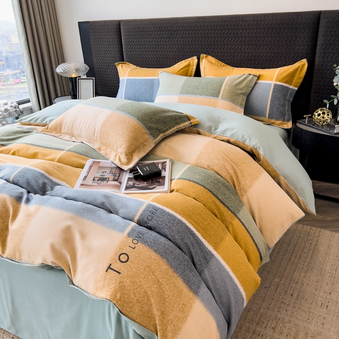 91家纺网 家纺一手货源 找家纺 印季家纺 2025新款全棉纯棉生态印花加厚混纺磨毛四件套 精致生活