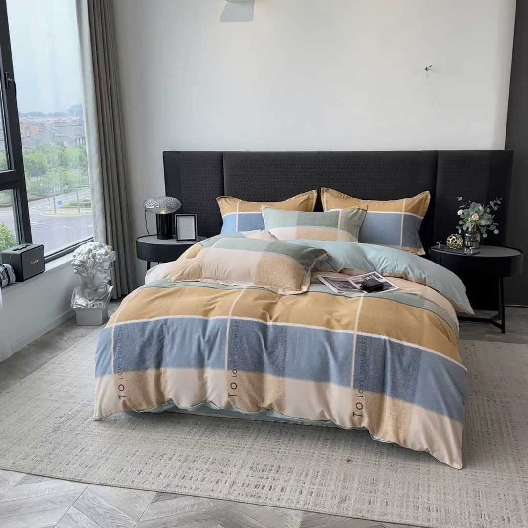 91家纺网 家纺一手货源 找家纺 印季家纺 2025新款全棉纯棉生态印花加厚混纺磨毛四件套 精致生活