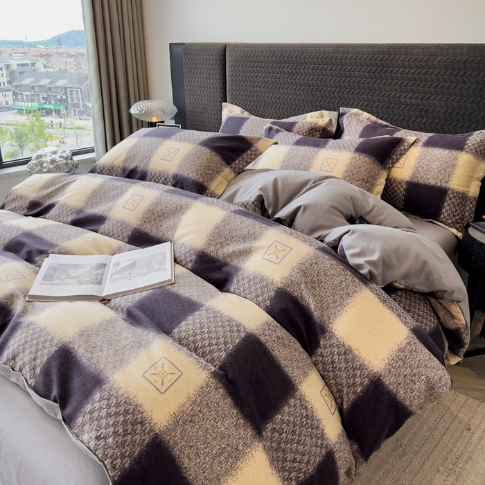 91家纺网 家纺一手货源 找家纺 印季家纺 2025新款全棉纯棉生态印花加厚混纺磨毛四件套 卢卡库