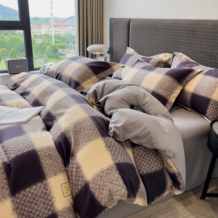 91家纺网 家纺一手货源 找家纺 印季家纺 2025新款全棉纯棉生态印花加厚混纺磨毛四件套 卢卡库