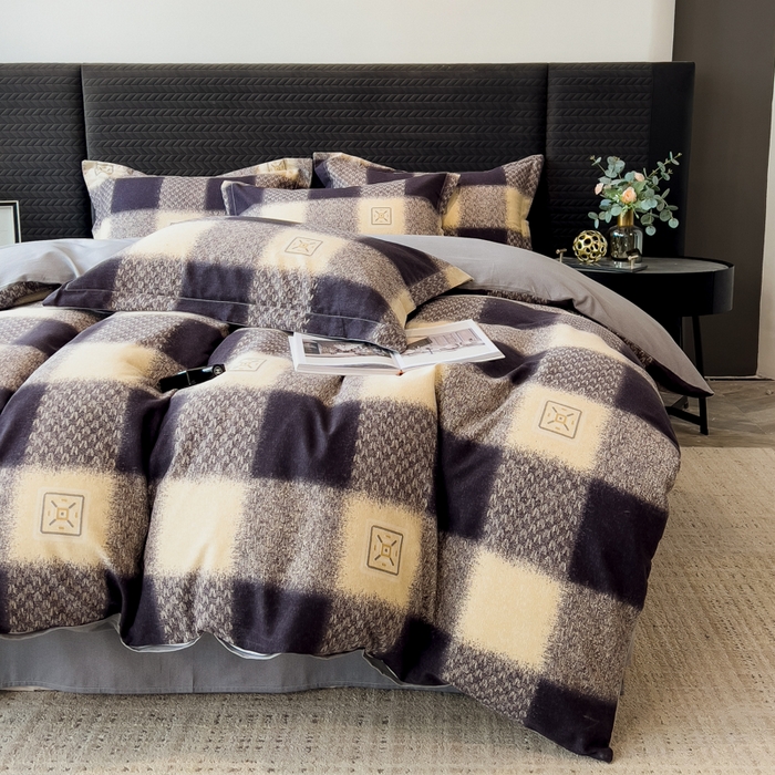 91家纺网 家纺一手货源 找家纺 印季家纺 2025新款全棉纯棉生态印花加厚混纺磨毛四件套 卢卡库