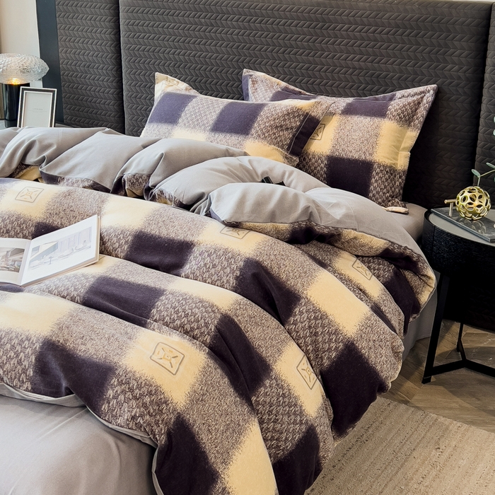 91家纺网 家纺一手货源 找家纺 印季家纺 2025新款全棉纯棉生态印花加厚混纺磨毛四件套 卢卡库