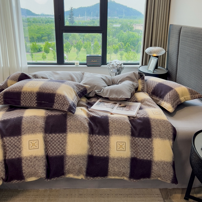 91家纺网 家纺一手货源 找家纺 印季家纺 2025新款全棉纯棉生态印花加厚混纺磨毛四件套 卢卡库