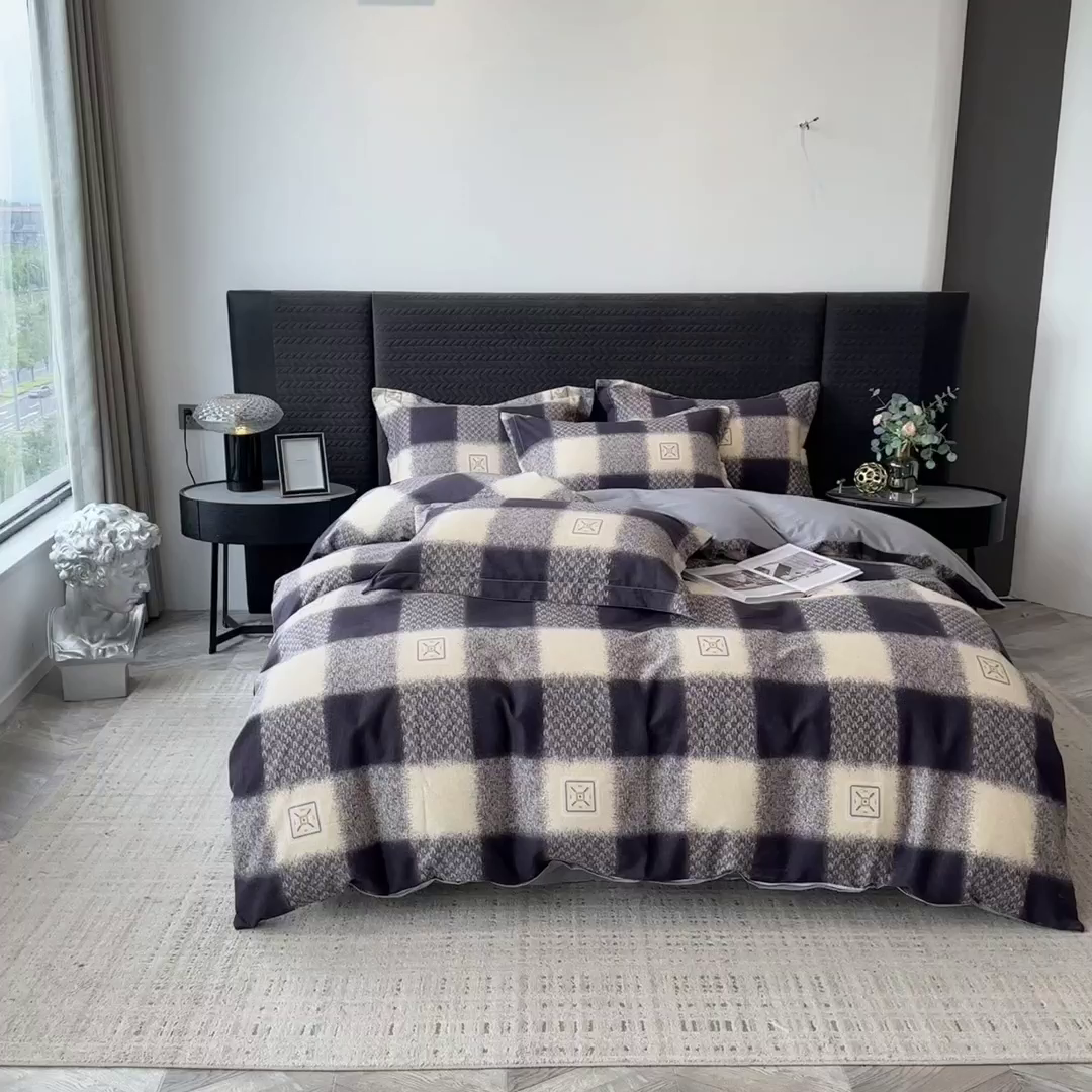 91家纺网 家纺一手货源 找家纺 印季家纺 2025新款全棉纯棉生态印花加厚混纺磨毛四件套 卢卡库