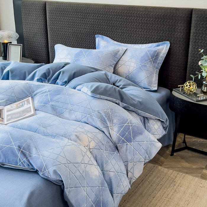 91家纺网 家纺一手货源 找家纺 印季家纺 2025新款全棉纯棉生态印花加厚混纺磨毛四件套 欧碧-兰