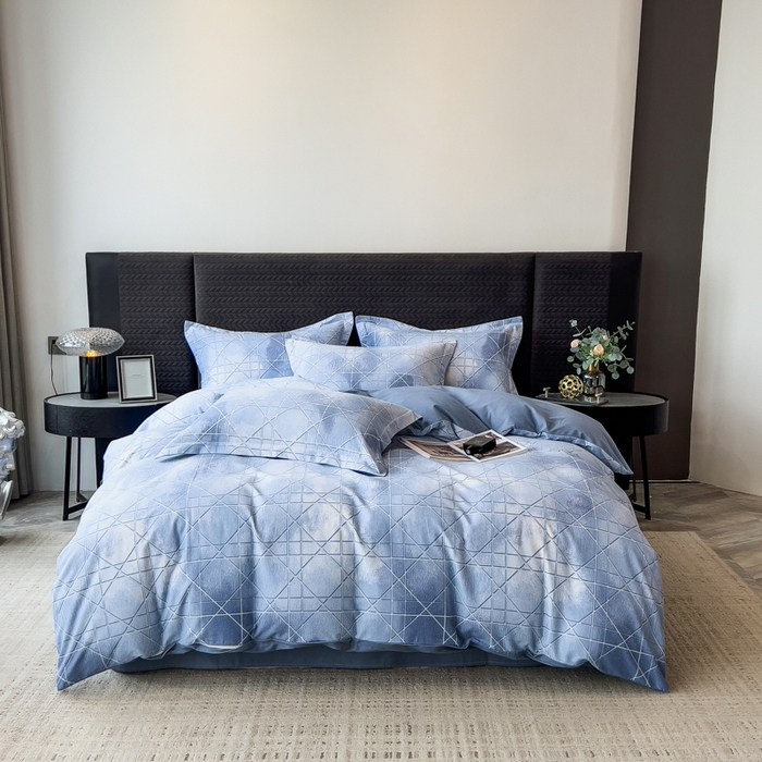 91家纺网 家纺一手货源 找家纺 印季家纺 2025新款全棉纯棉生态印花加厚混纺磨毛四件套 欧碧-兰