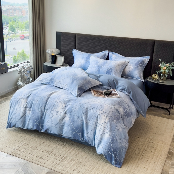 91家纺网 家纺一手货源 找家纺 印季家纺 2025新款全棉纯棉生态印花加厚混纺磨毛四件套 欧碧-兰