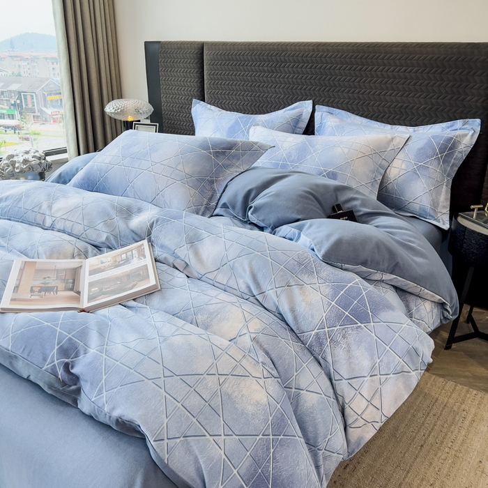 91家纺网 家纺一手货源 找家纺 印季家纺 2025新款全棉纯棉生态印花加厚混纺磨毛四件套 欧碧-兰