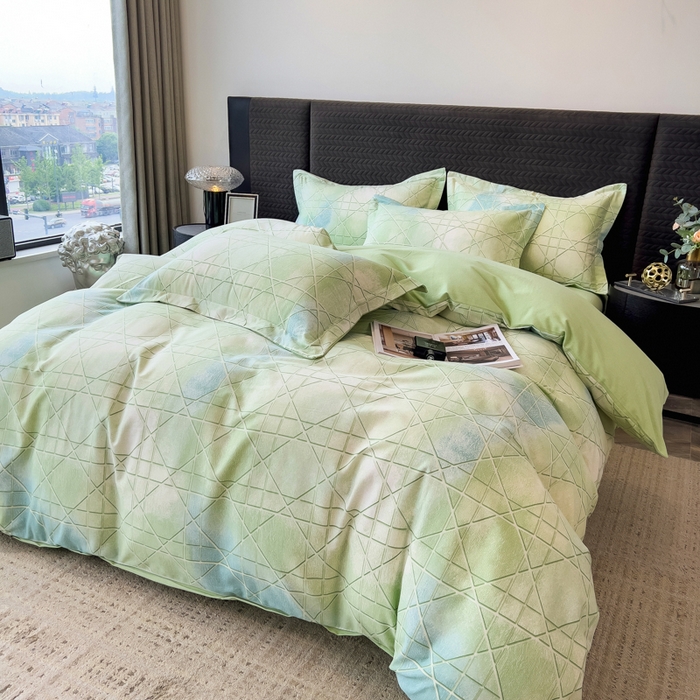 91家纺网 家纺一手货源 找家纺 印季家纺 2025新款全棉纯棉生态印花加厚混纺磨毛四件套 欧碧-绿