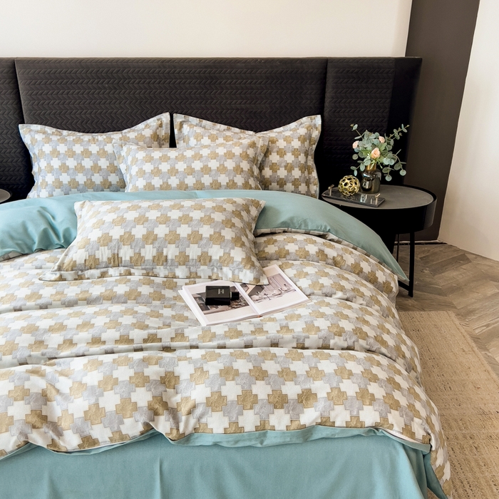 91家纺网 家纺一手货源 找家纺 印季家纺 2025新款全棉纯棉生态印花加厚混纺磨毛四件套 欧云（灰）