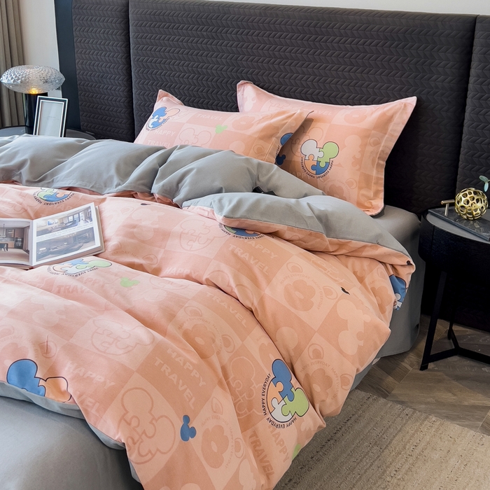 91家纺网 家纺一手货源 找家纺 印季家纺 2025新款全棉纯棉生态印花加厚混纺磨毛四件套 普蒂妮（粉）