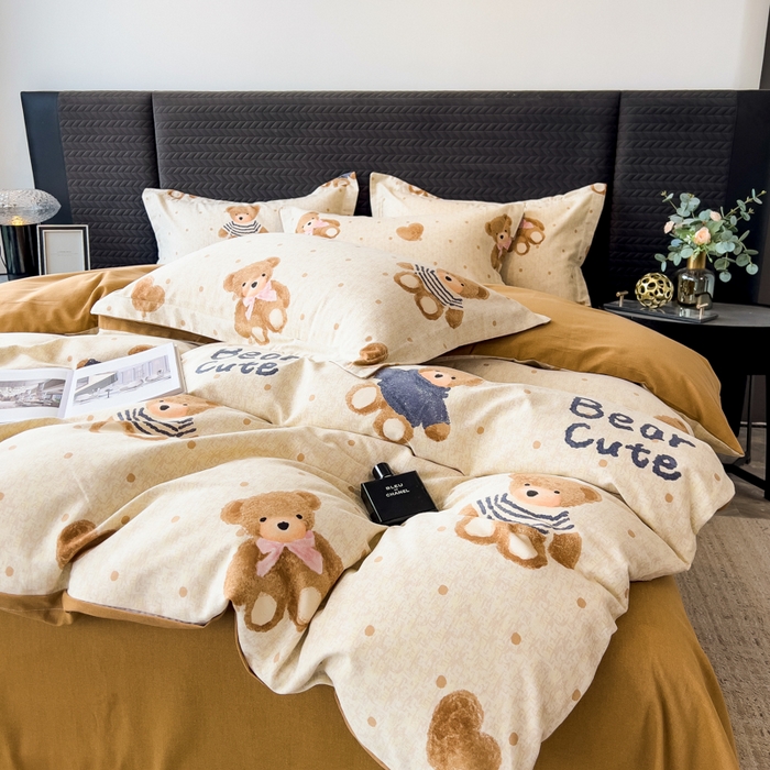 91家纺网 家纺一手货源 找家纺 印季家纺 2025新款全棉纯棉生态印花加厚混纺磨毛四件套 奇想